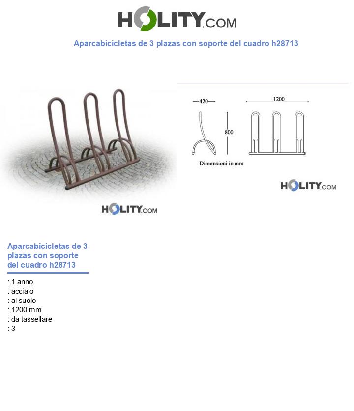 Aparcabicicletas de 3 plazas con soporte del cuadro h28713