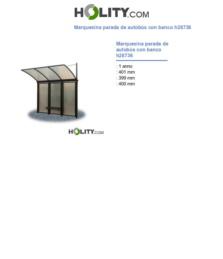 Marquesina parada de autobús con banco h28736