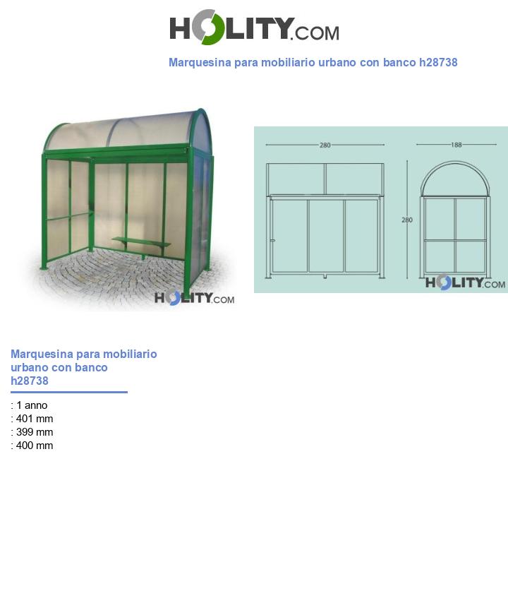 Marquesina para mobiliario urbano con banco h28738
