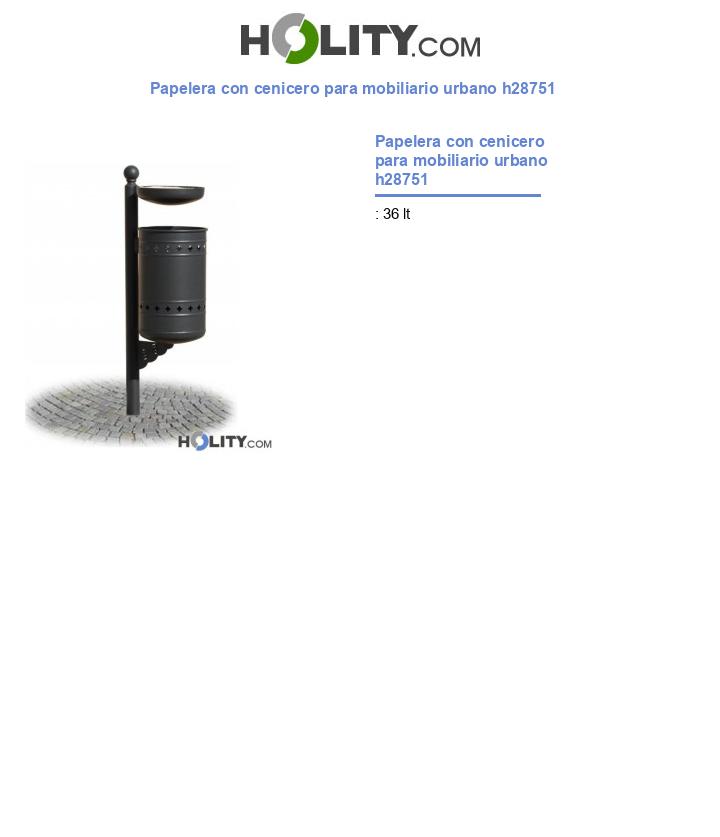 Papelera con cenicero para mobiliario urbano h28751