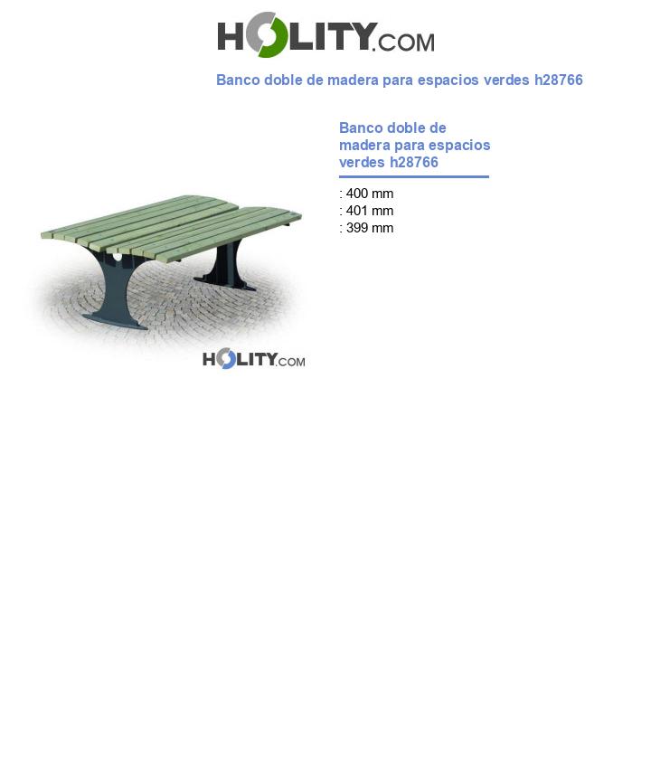 Banco doble de madera para espacios verdes h28766