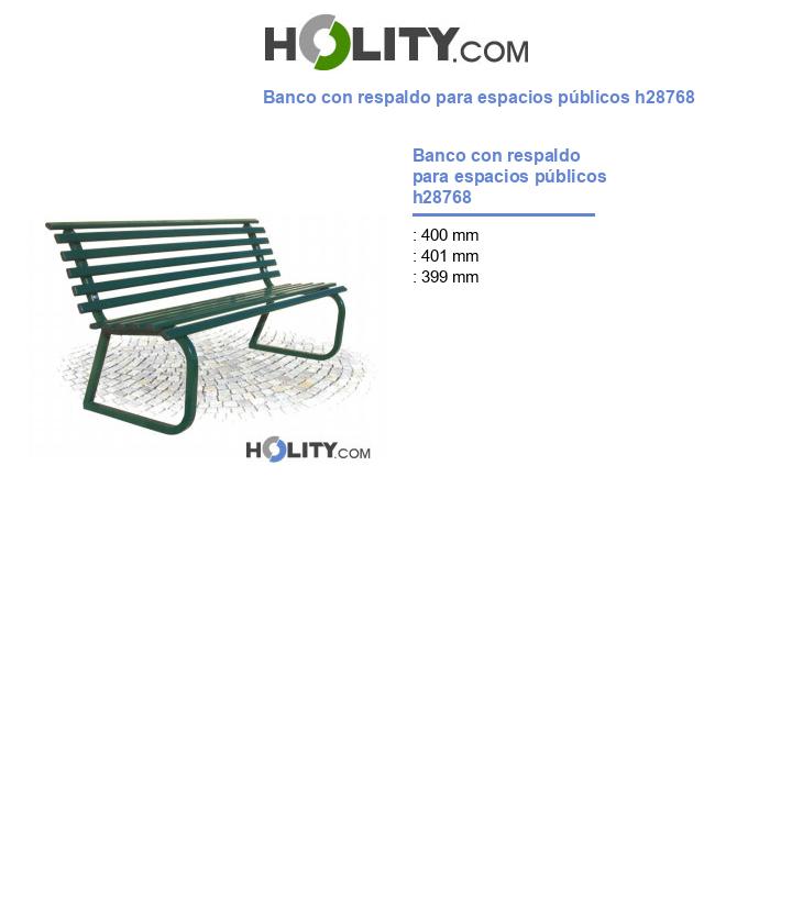 Banco con respaldo para espacios públicos h28768