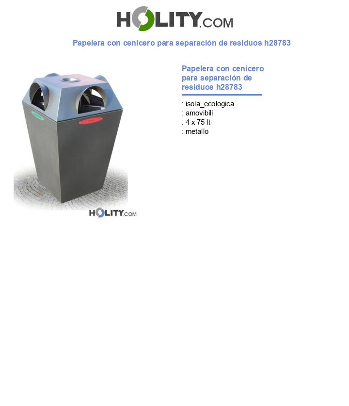 Papelera con cenicero para separación de residuos h28783