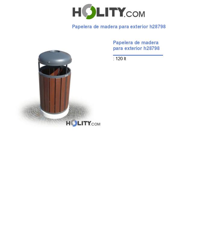 Papelera de madera para exterior h28798