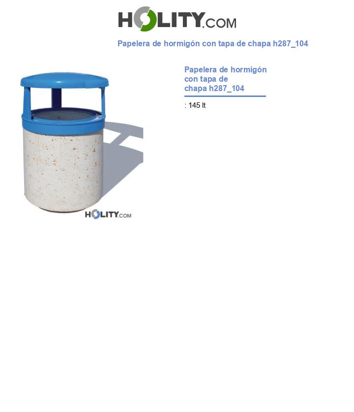 Papelera de hormigón con tapa de chapa h287_104