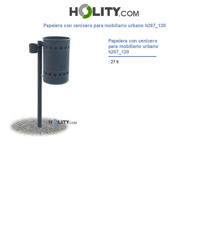 Papelera con cenicero para mobiliario urbano h287_120