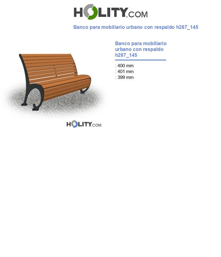 Banco para mobiliario urbano con respaldo h287_145