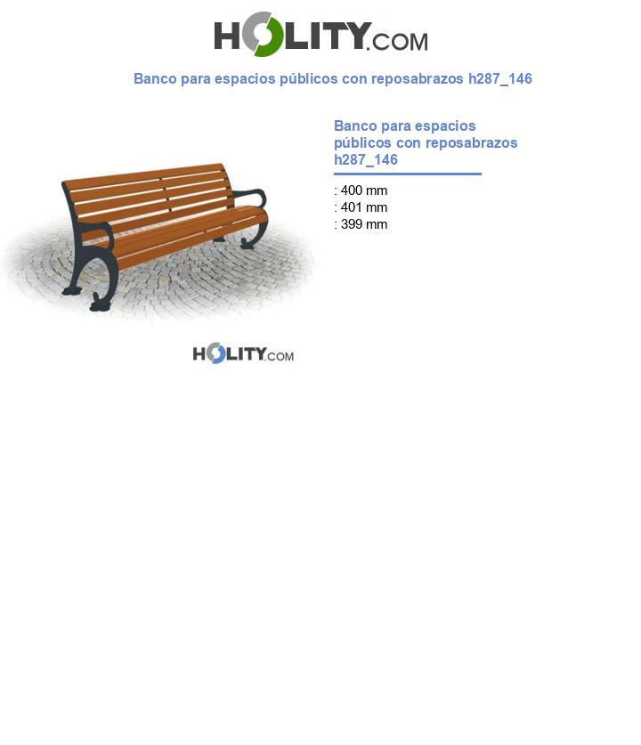 Banco para espacios públicos con reposabrazos h287_146