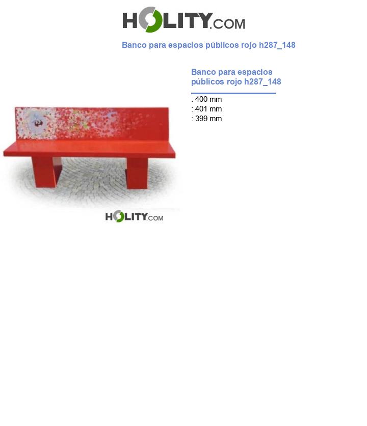 Banco para espacios públicos rojo h287_148