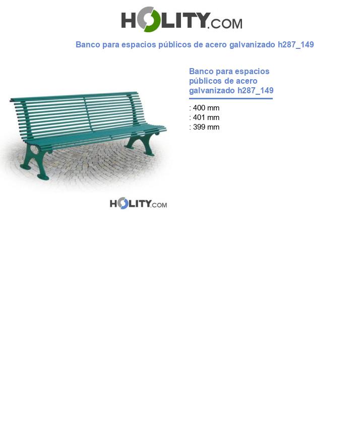 Banco para espacios públicos de acero galvanizado h287_149