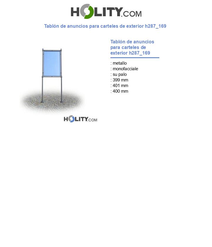 Tablón de anuncios para carteles de exterior h287_169