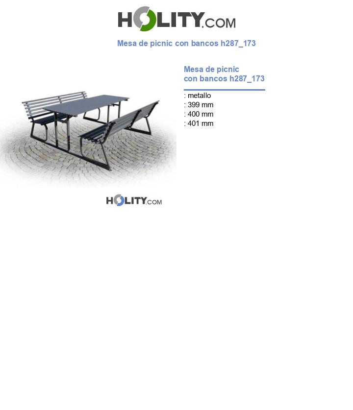 Mesa de picnic con bancos h287_173