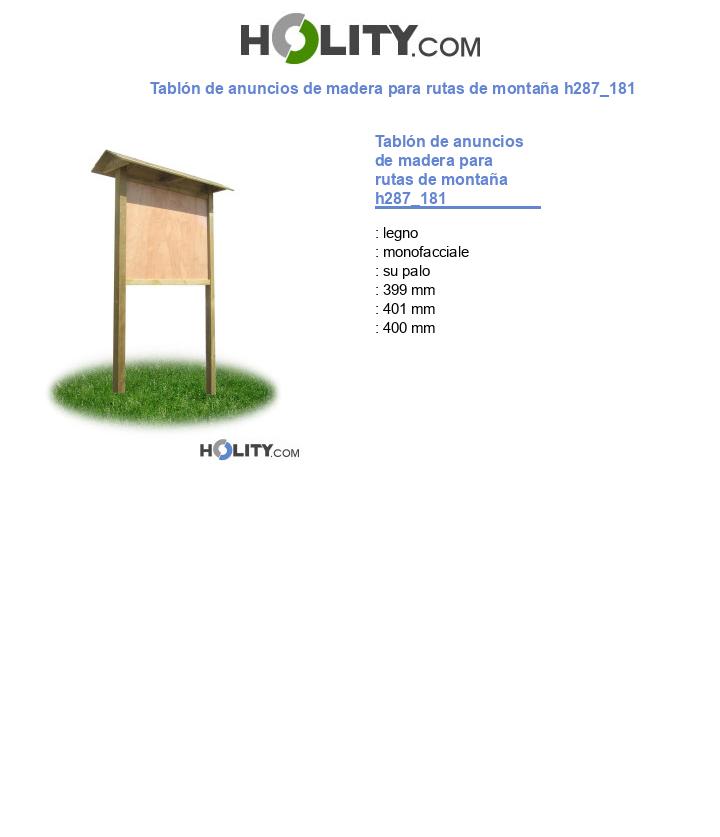 Tablón de anuncios de madera para rutas de montaña h287_181