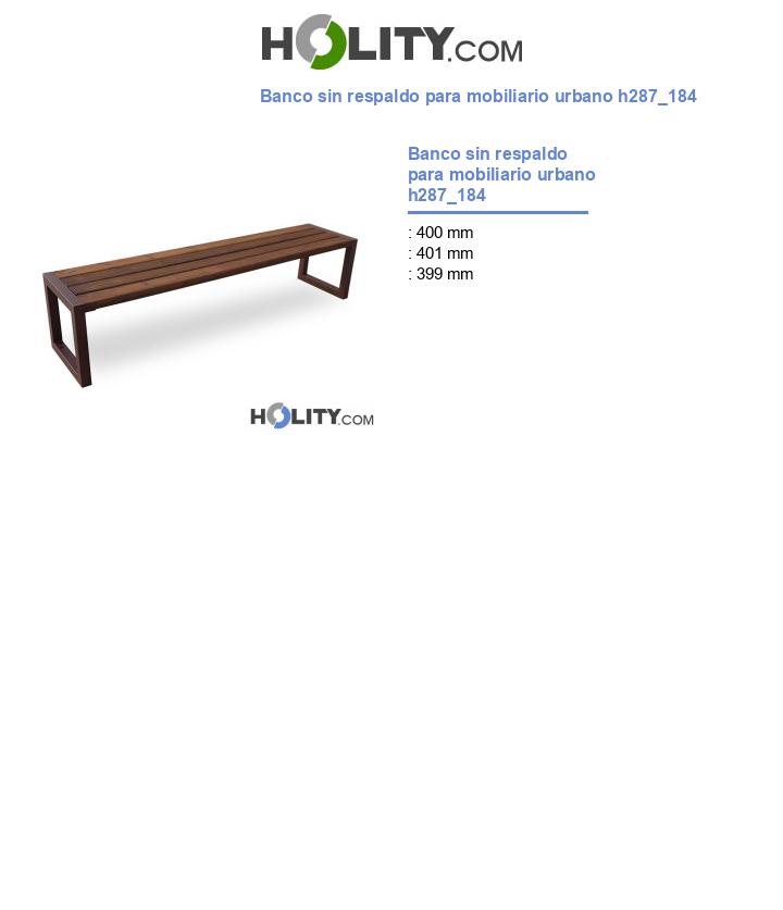 Banco sin respaldo para mobiliario urbano h287_184