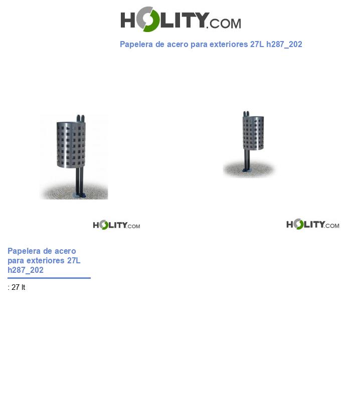 Papelera de acero para exteriores 27L h287_202