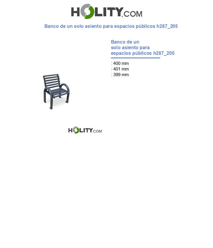 Banco de un solo asiento para espacios públicos h287_205