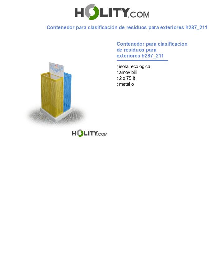 Contenedor para clasificación de residuos para exteriores h287_211