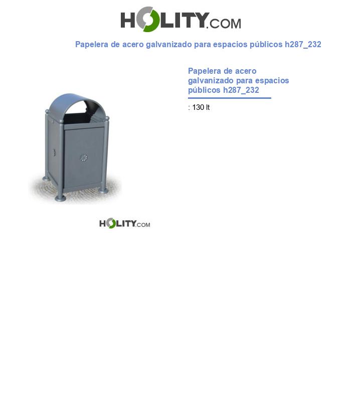 Papelera de acero galvanizado para espacios públicos h287_232