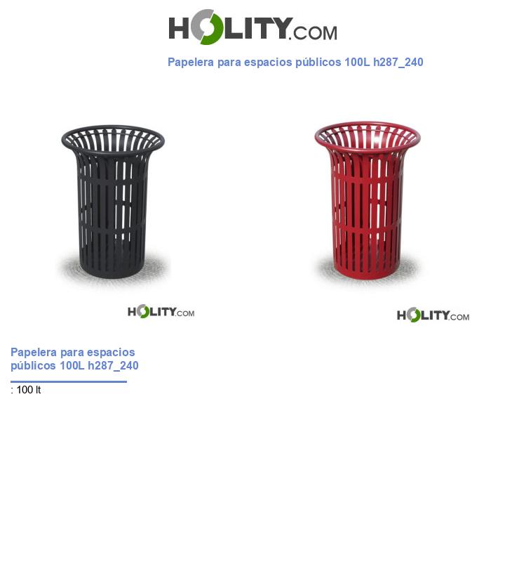Papelera para espacios públicos 100L h287_240