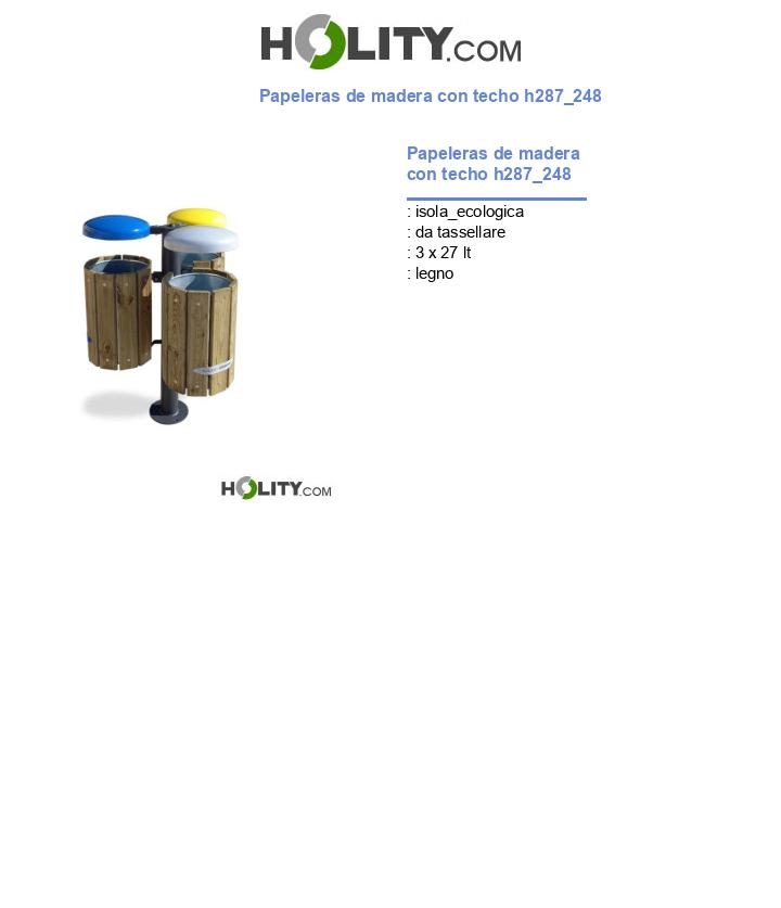 Papeleras de madera con techo h287_248