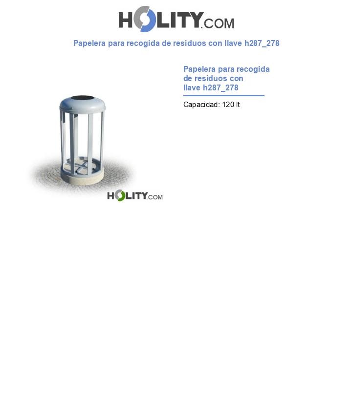 Papelera para recogida de residuos con llave h287_278