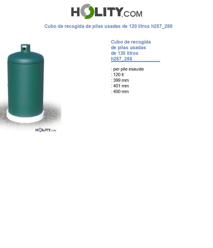 Cubo de recogida de pilas usadas de 120 litros h287_288