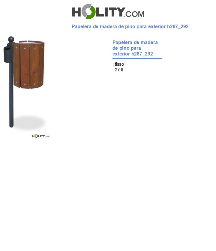 Papelera de madera de pino para exterior h287_292
