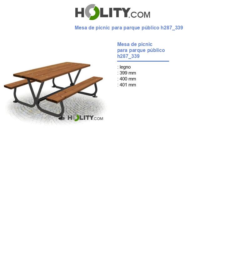 Mesa de picnic para parque público h287_339
