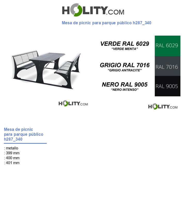 Mesa de picnic para parque público h287_340