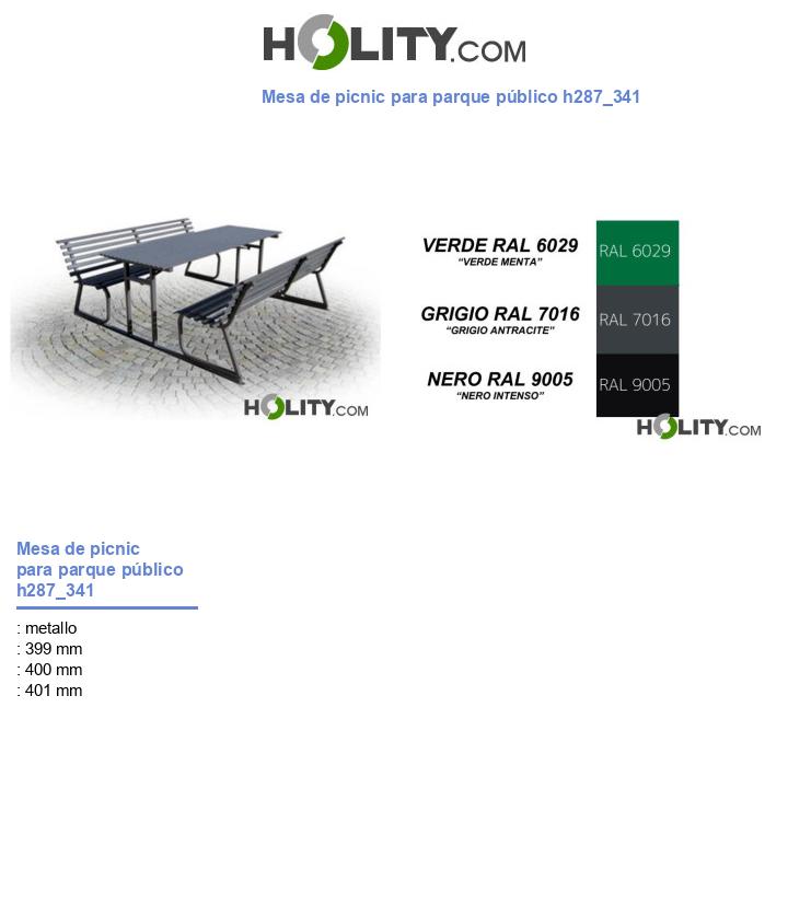 Mesa de picnic para parque público h287_341