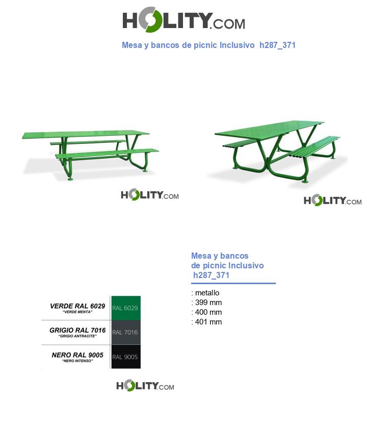 Mesa y bancos de picnic Inclusivo  h287_371