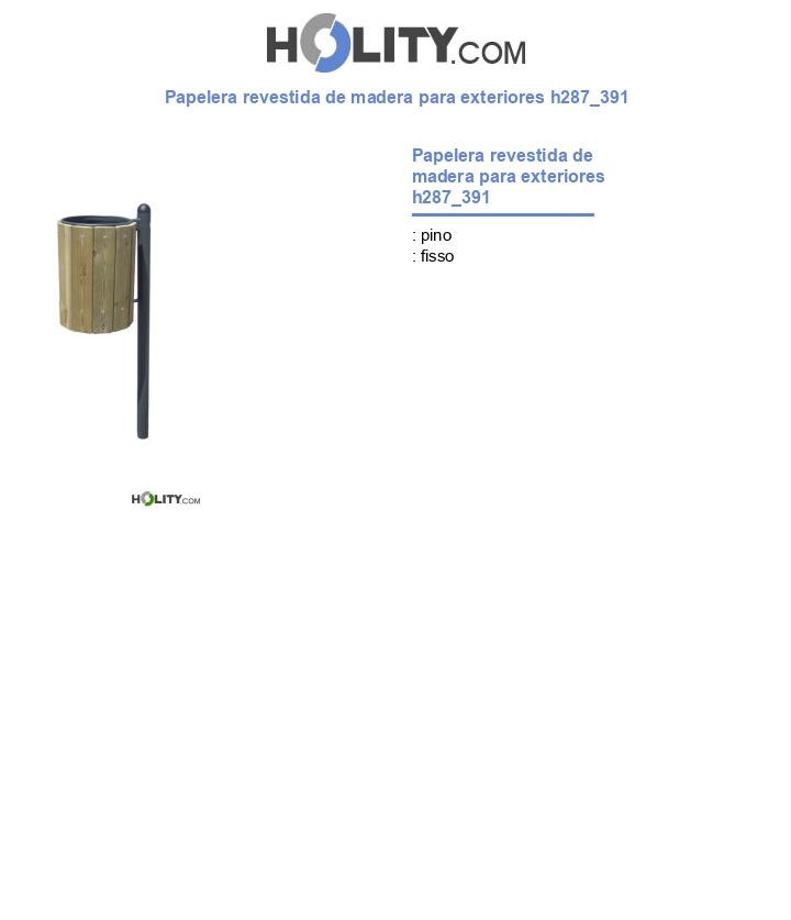 Papelera revestida de madera para exteriores h287_391