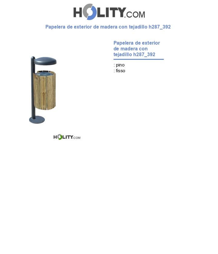 Papelera de exterior de madera con tejadillo h287_392