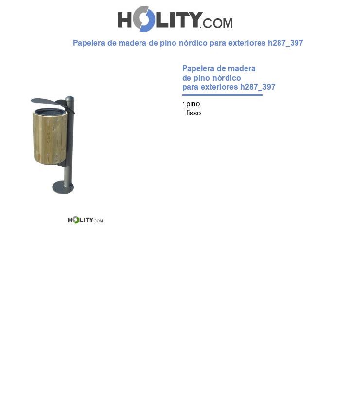 Papelera de madera de pino nórdico para exteriores h287_397
