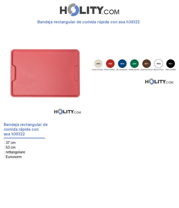 Bandeja rectangular de comida rápida con asa h30322