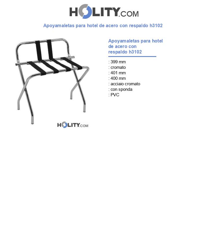 Apoyamaletas para hotel de acero con respaldo h3102
