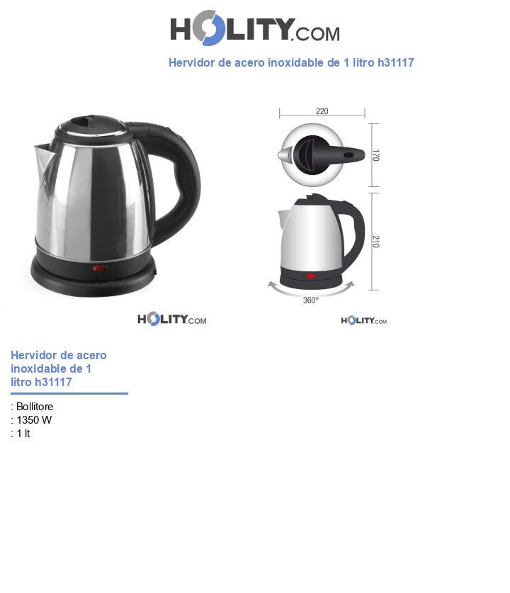 Hervidor de acero inoxidable de 1 litro h31117