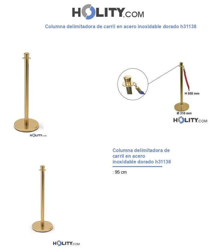 Columna delimitadora de carril en acero inoxidable dorado h31138