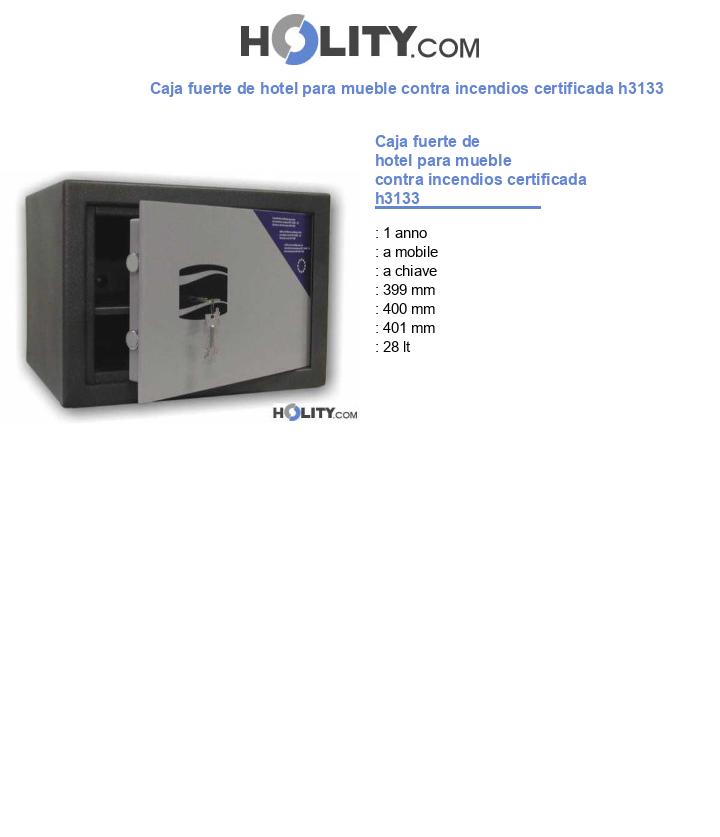 Caja fuerte de hotel para mueble contra incendios certificada h3133