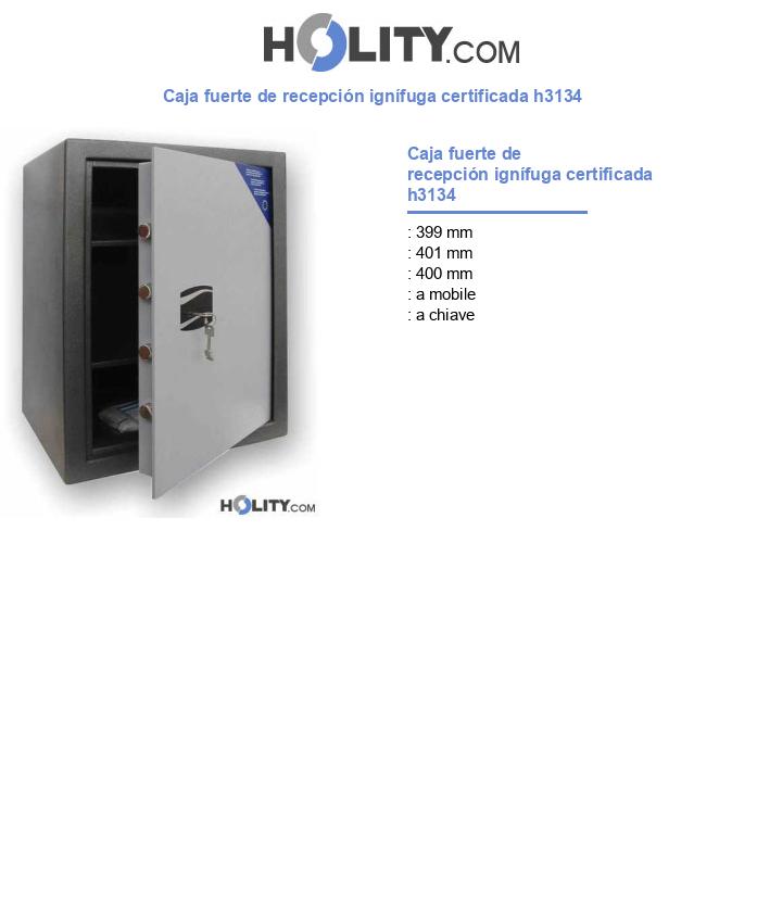 Caja fuerte de recepción ignífuga certificada h3134