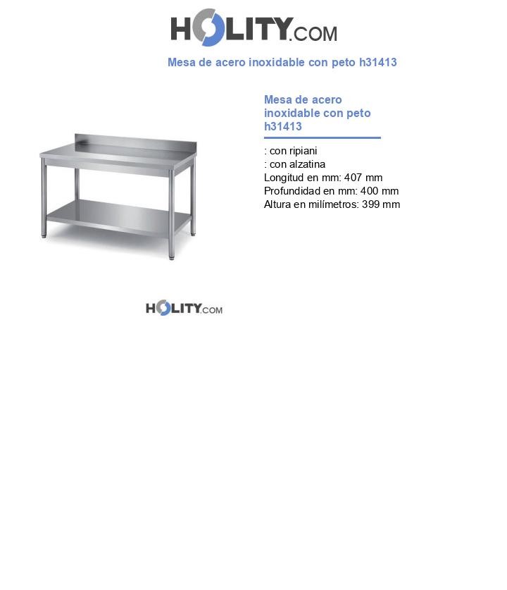 Mesa de acero inoxidable con peto h31413