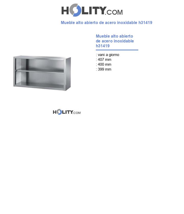 Mueble alto abierto de acero inoxidable h31419