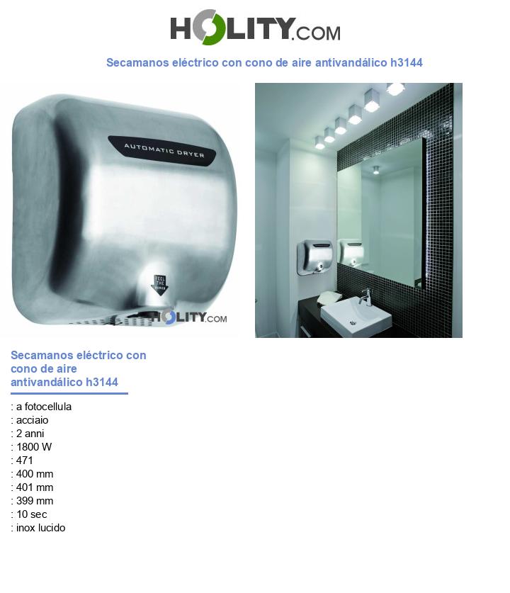 Secamanos eléctrico con cono de aire antivandálico h3144