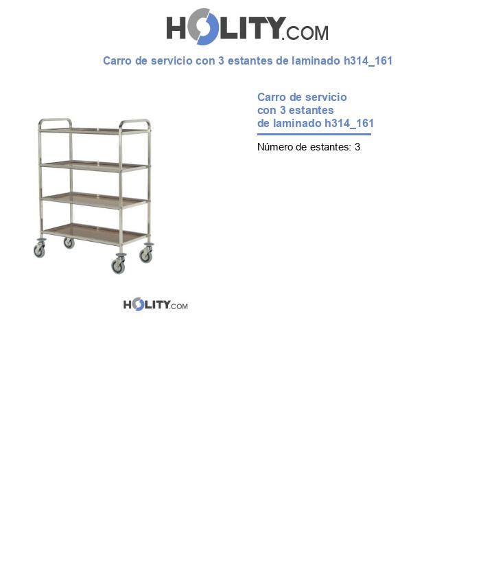Carro de servicio con 3 estantes de laminado h314_161