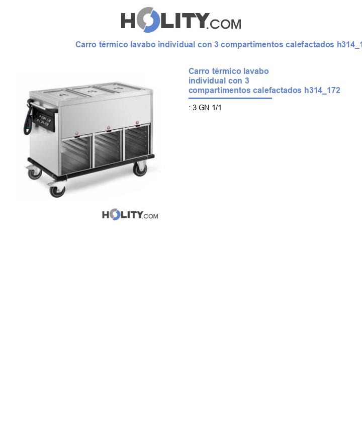 Carro térmico lavabo individual con 3 compartimentos calefactados h314_172
