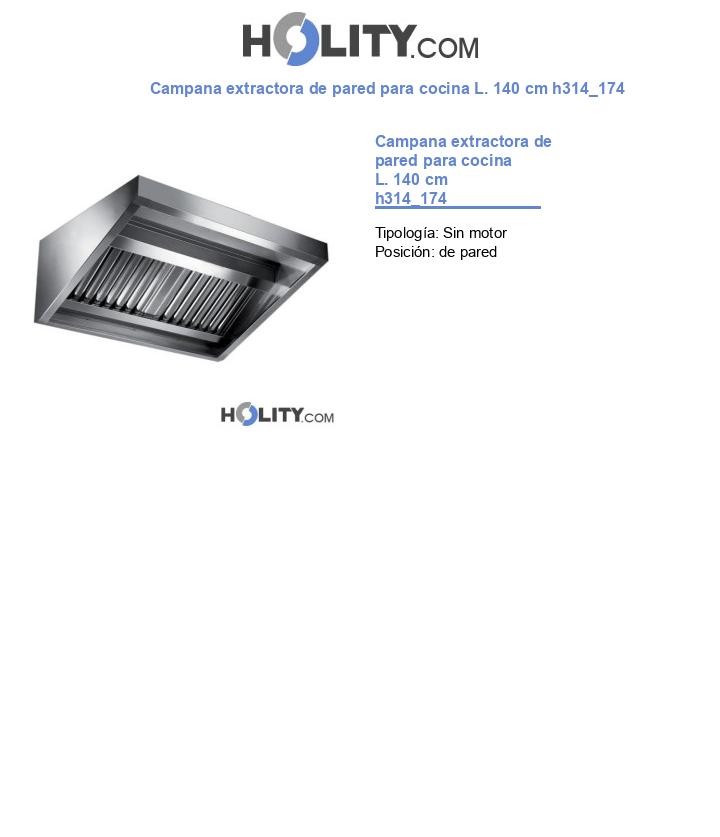 Campana extractora de pared para cocina L. 140 cm h314_174