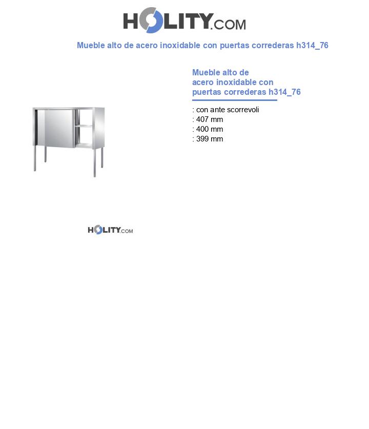 Mueble alto de acero inoxidable con puertas correderas h314_76
