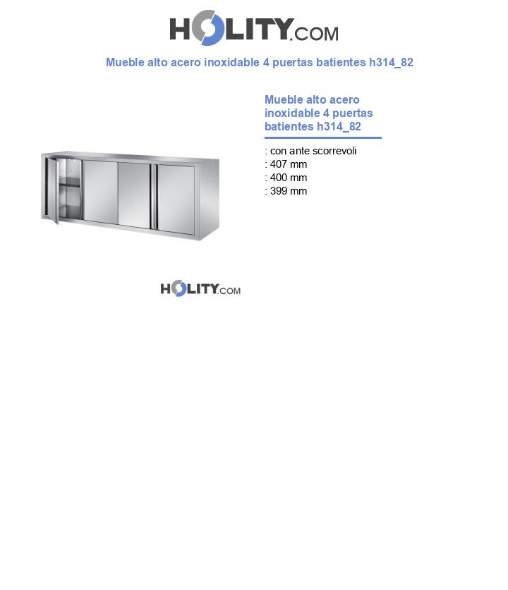 Mueble alto acero inoxidable 4 puertas batientes h314_82