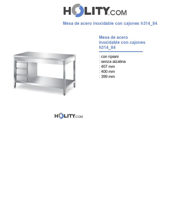 Mesa de acero inoxidable con cajones h314_84