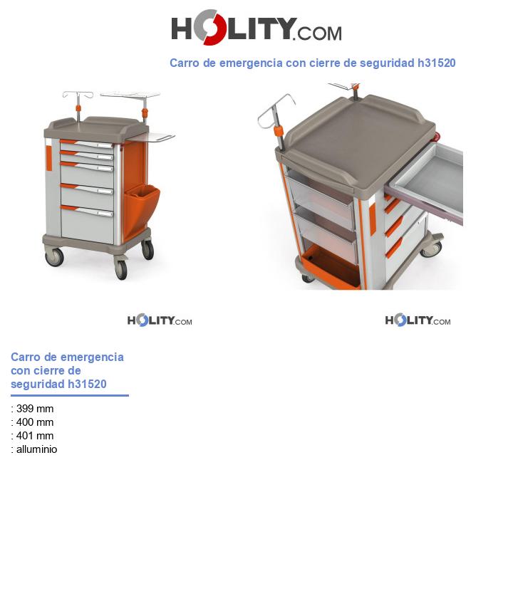 Carro de emergencia con cierre de seguridad h31520